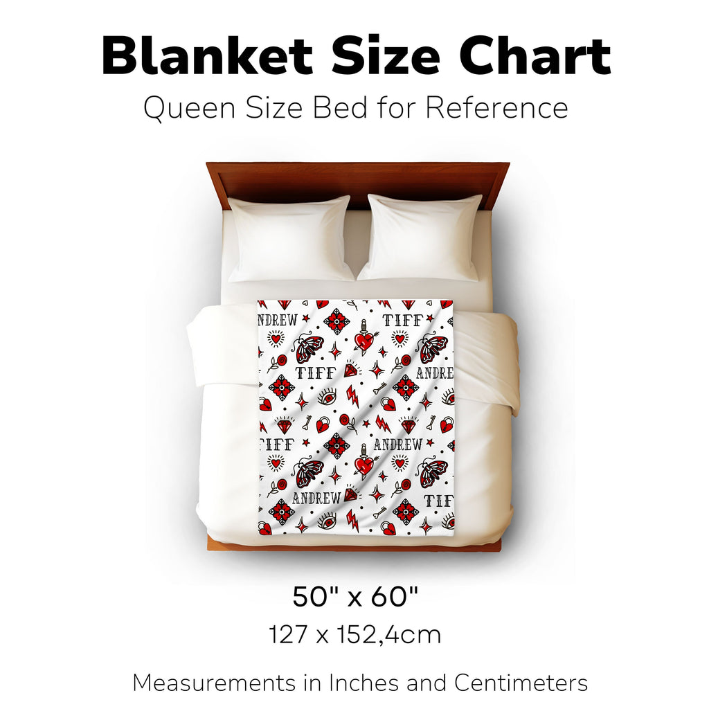 Valentine's Day Gift Personalized Blanket | Love Blanket | Tattoo Inspired Custom Blanket Gift | Girlfriend Gift Boyfriend Gift | Custom