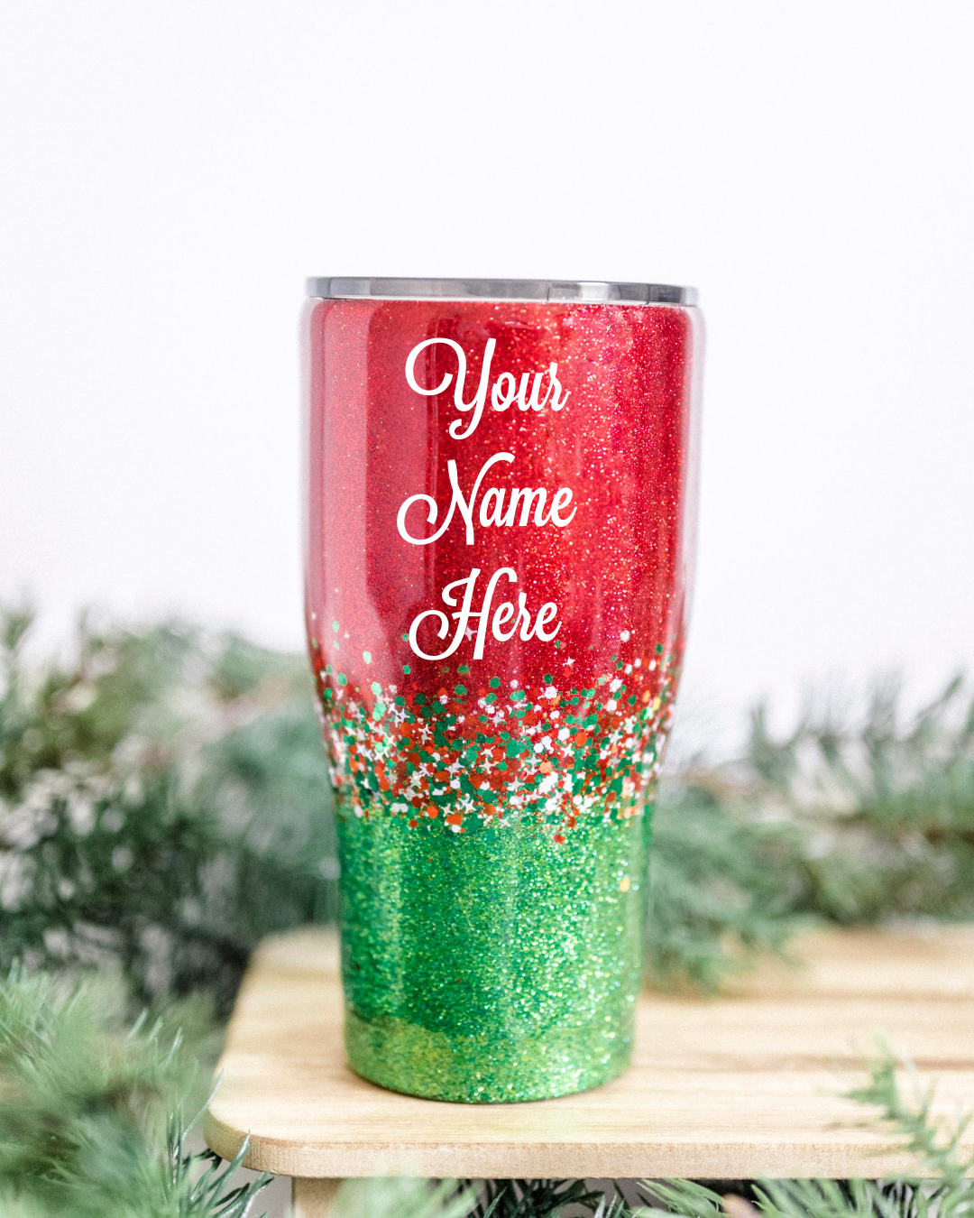 Christmas Personalized Glitter Tumbler