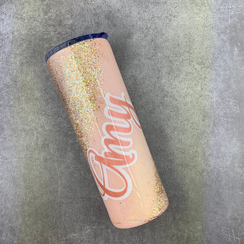 Personalized Gold Rose Gold Glitter Swirl Tumbler | Custom Tumbler | Sparkle Tumbler | Pink Rose Gold Glitter 20oz Tumbler