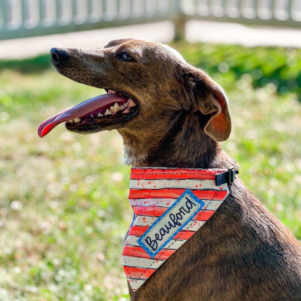 Patriotic Dog Bandana Personalized Dog Scarf 4th of July Pet Scarf | Personalized Summer Dog Collar | American Flag Pet Pride with Name