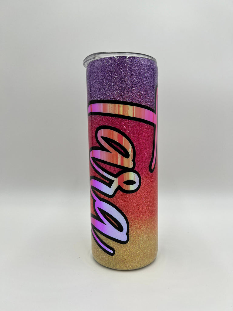 Sunset Palm Tree Beach Theme Glitter Tumbler - Vacation Tumbler | Beach Vibes | Summer Tumbler | Beach Life Summer Vacation