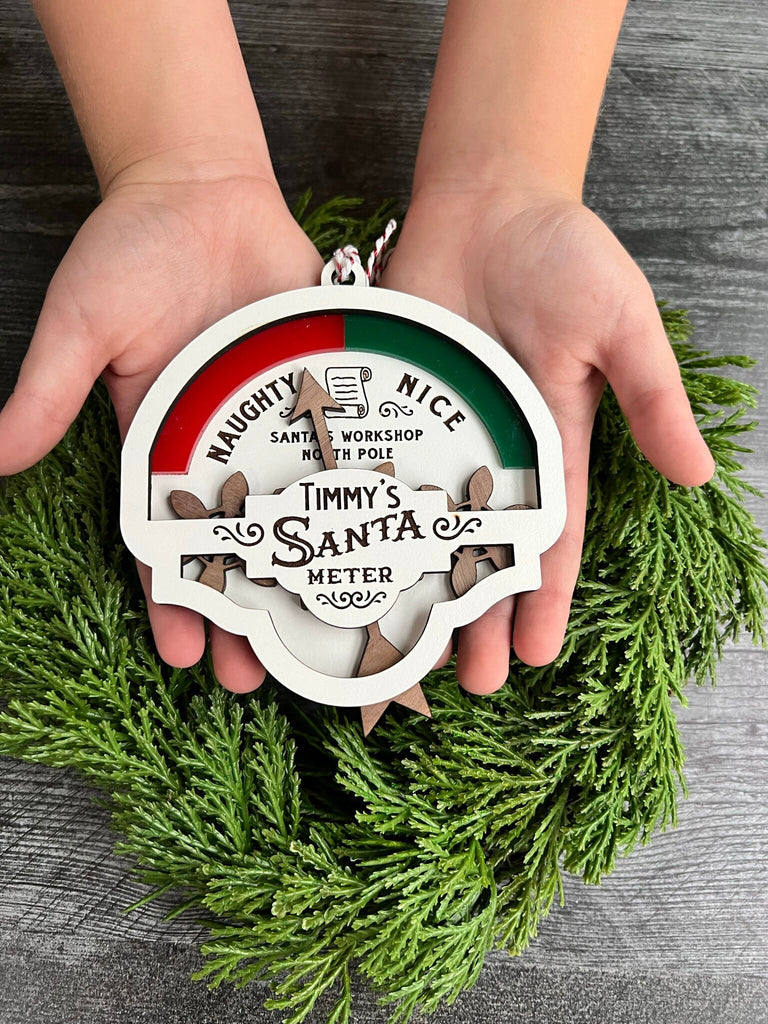 Santa Meter Ornament with Working Gears to Point to Naughty or Nice | Personalized Christmas Ornament | Custom Kids Ornament