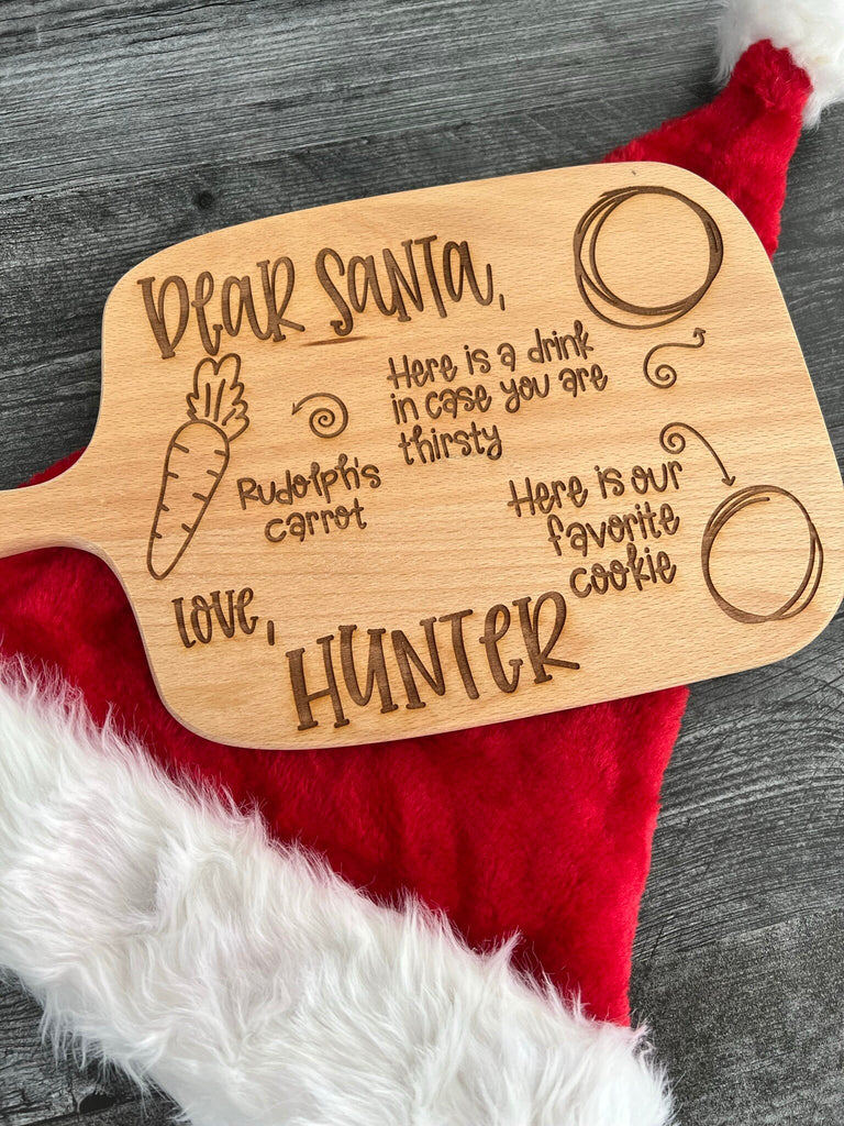 Christmas Santa Personalized Tray for Carrots and Milk | Wooden Board for Cookies, Milk and Carrot on Christmas Eve