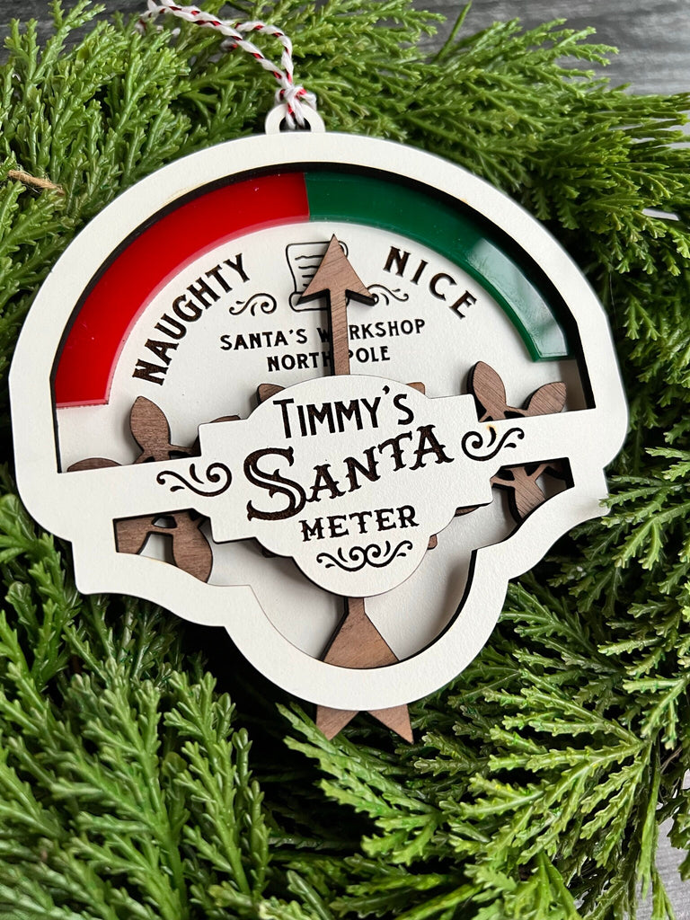 Santa Meter Ornament with Working Gears to Point to Naughty or Nice | Personalized Christmas Ornament | Custom Kids Ornament