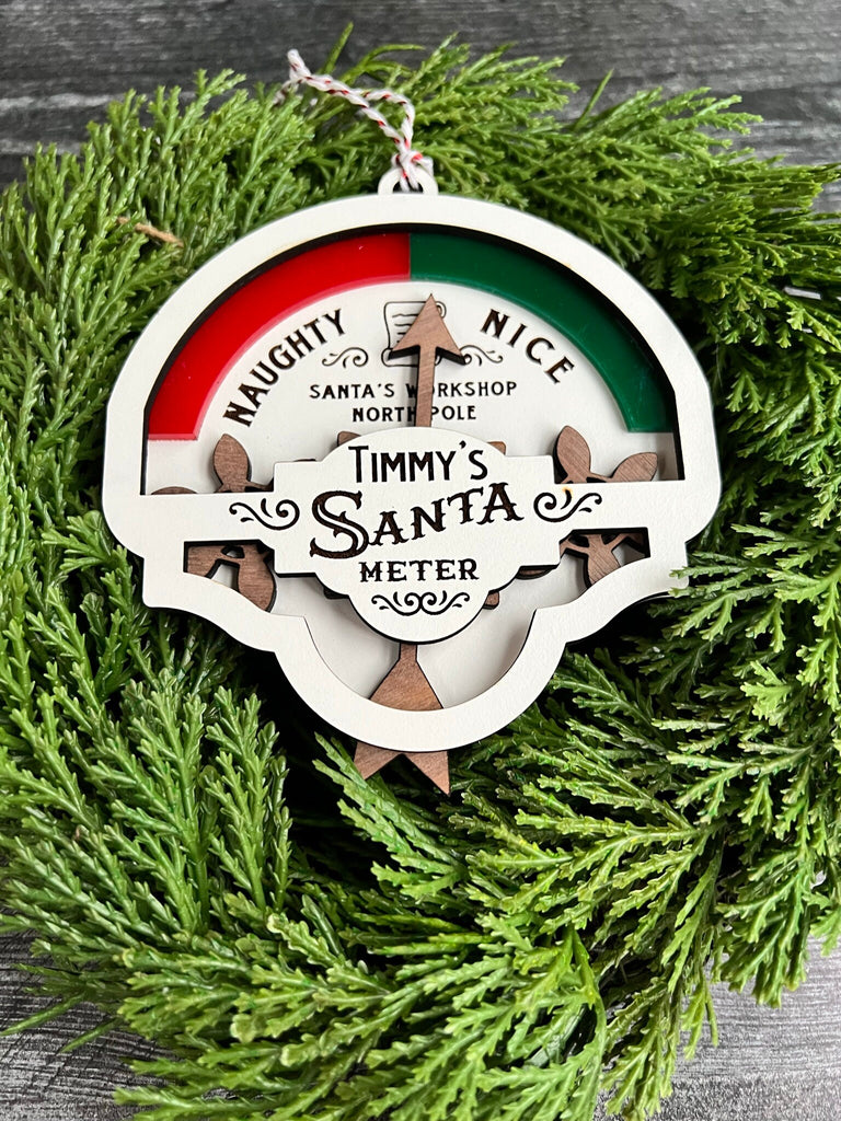 Santa Meter Ornament with Working Gears to Point to Naughty or Nice | Personalized Christmas Ornament | Custom Kids Ornament