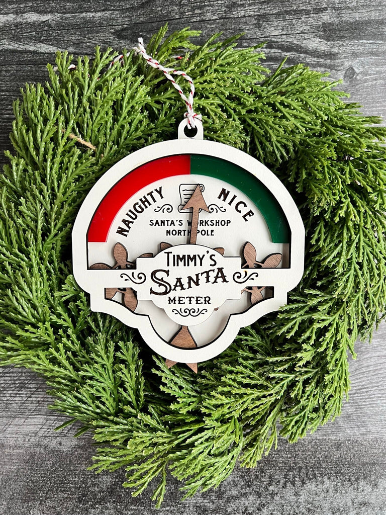 Santa Meter Ornament with Working Gears to Point to Naughty or Nice | Personalized Christmas Ornament | Custom Kids Ornament