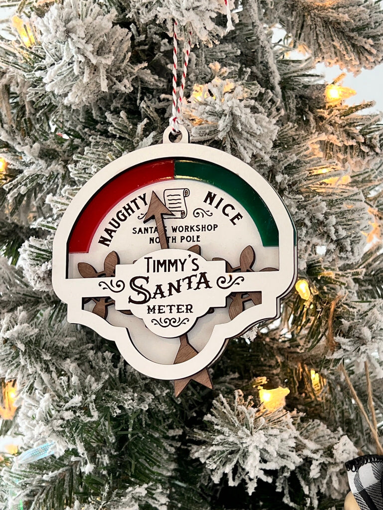 Santa Meter Ornament with Working Gears to Point to Naughty or Nice | Personalized Christmas Ornament | Custom Kids Ornament