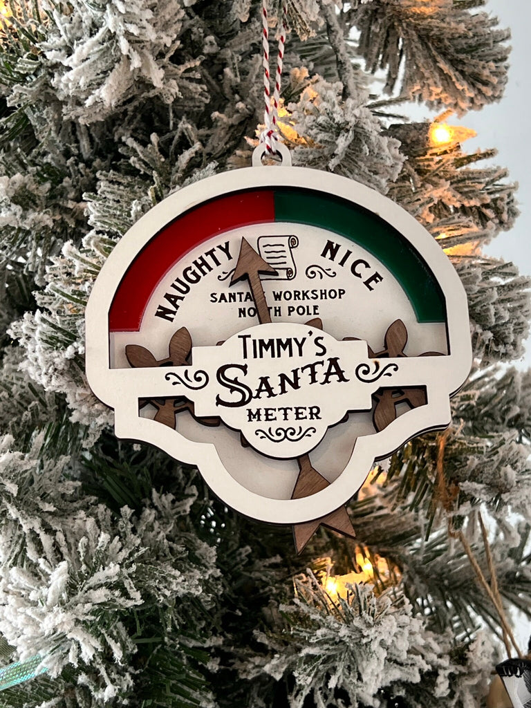 Santa Meter Ornament with Working Gears to Point to Naughty or Nice | Personalized Christmas Ornament | Custom Kids Ornament