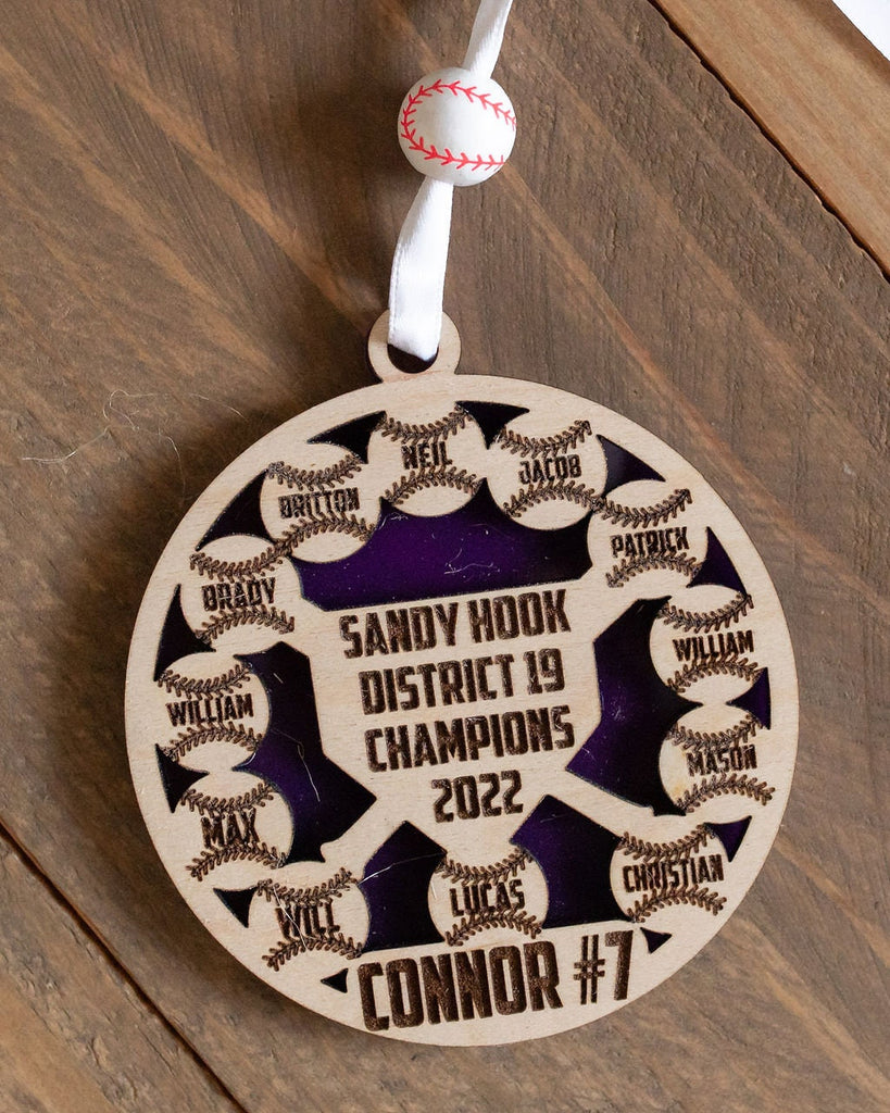 Baseball Softball Championship Ornament | Baseball Softball Team Christmas Ornament | Baseball or Softball Coach Gift