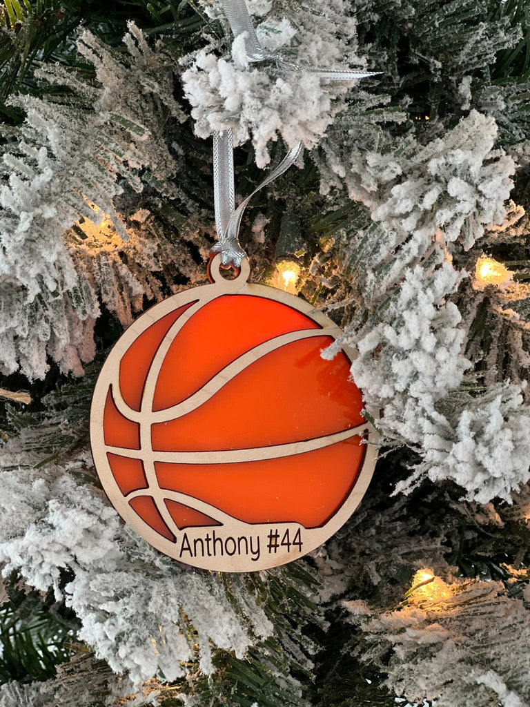 Sports Ornaments Personalized with your Favorite Player Name and Number | Basketball Football Tennis Baseball Volleyball Soccer