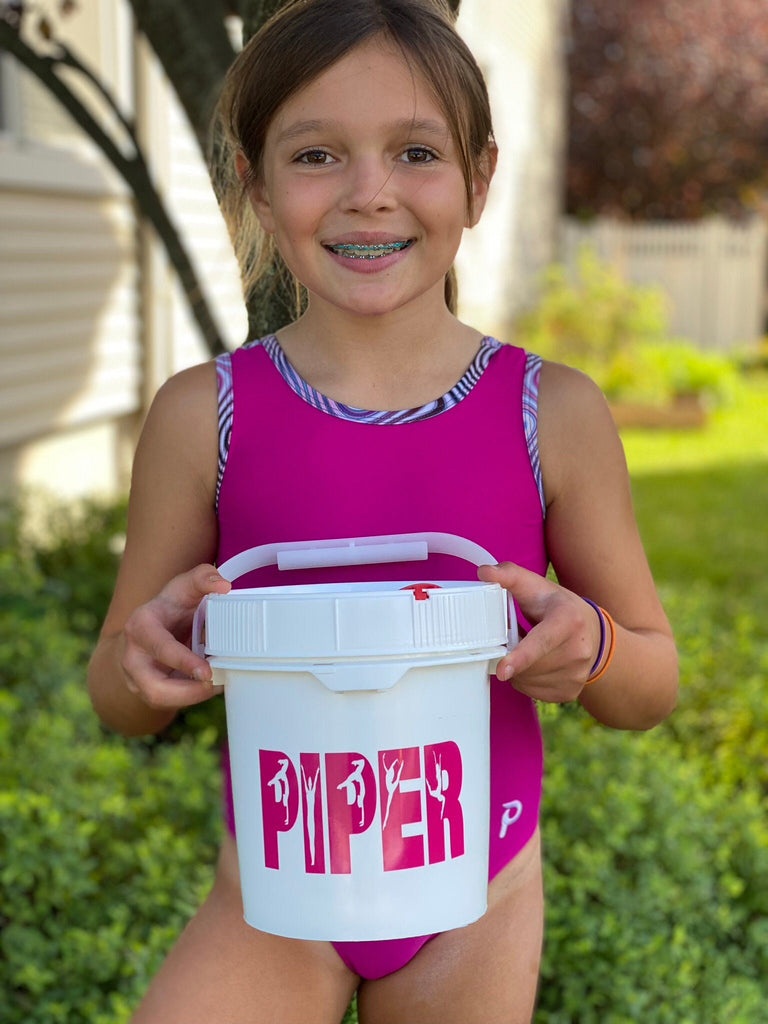 Gymnastics Chalk Bucket | Personalized Chalk Pail for Youth Gymnastics | Custom Gymnastics Gift | Chalky Hair Don't Care Chalk Container