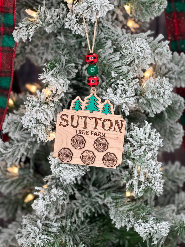 Family Name Tree Farm Ornament | Tree Farm Ornament for Every Family Member Up to 10 Names or Pets