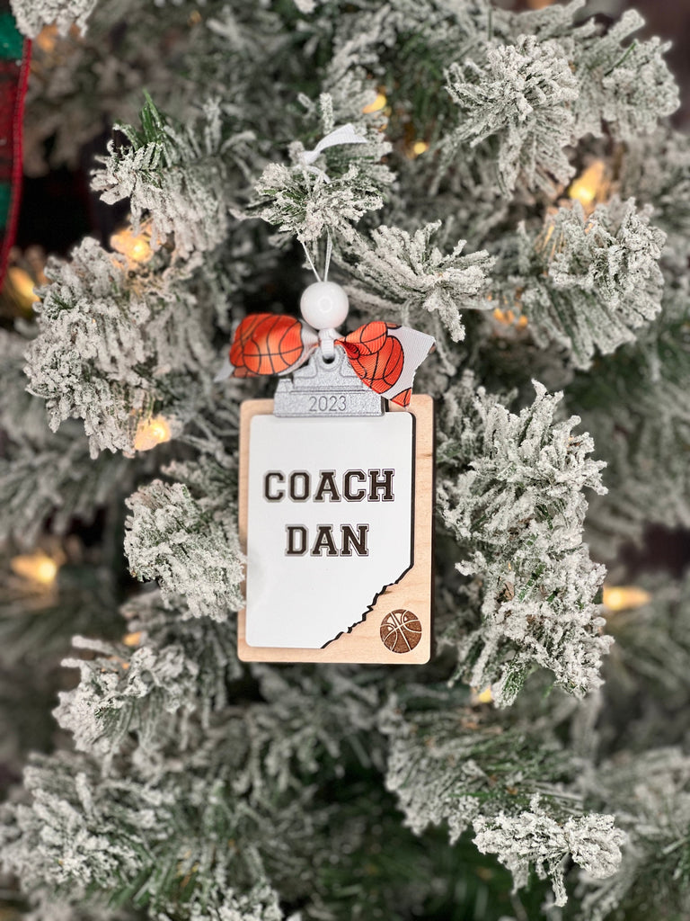 Coach Clipboard Ornament | Sports Coach Custom Ornament | Personalized Basketball Christmas Ornament