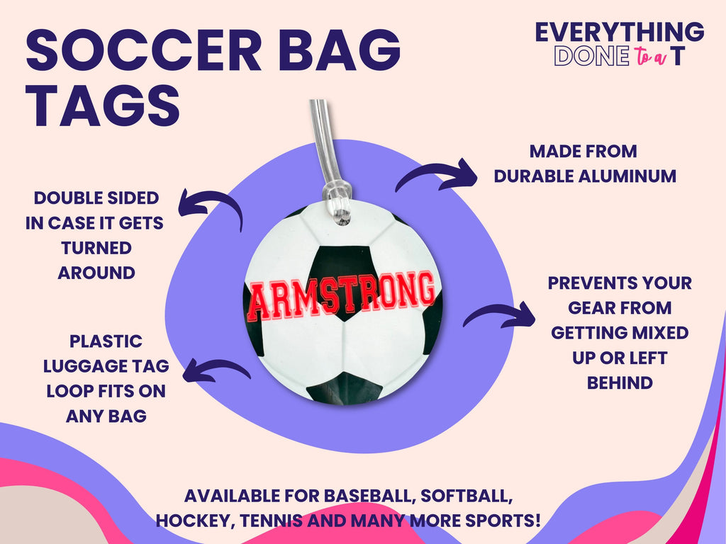 Soccer Bag Name Tag | Personalized Sports Bag Tag | Custom Soccer Name Tag | Soccer Tag | Luggage Tag | Bookbag Nametag | Travel Soccer