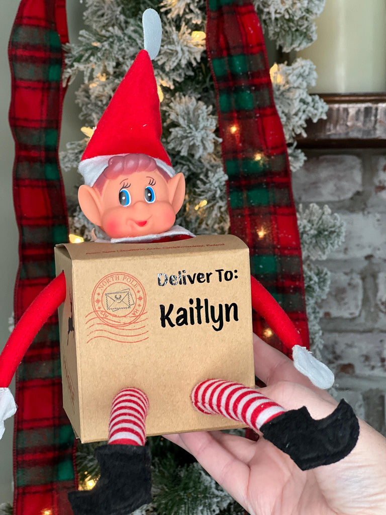 Elf Arrival Box Personalized with Child's Name | Chrismas Elf Prop Elf Setup | Christmas Elf Kids | Elf Kit | Custom Elf Accessories