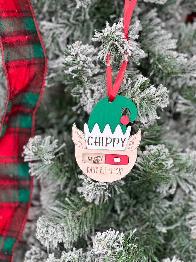 Christmas Elf Daily Report Ornament | Custom Elf Report Personalized Ornament | Custom Elf Name Ornament | Naughty or Nice Elf Keepsake