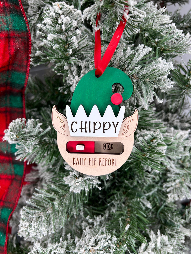 Christmas Elf Daily Report Ornament | Custom Elf Report Personalized Ornament | Custom Elf Name Ornament | Naughty or Nice Elf Keepsake