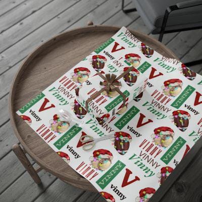 Sports Theme Personalized Wrapping Paper | Christmas Sports Custom Wrapping Paper | Sports Gift Wrap with Names and Initials