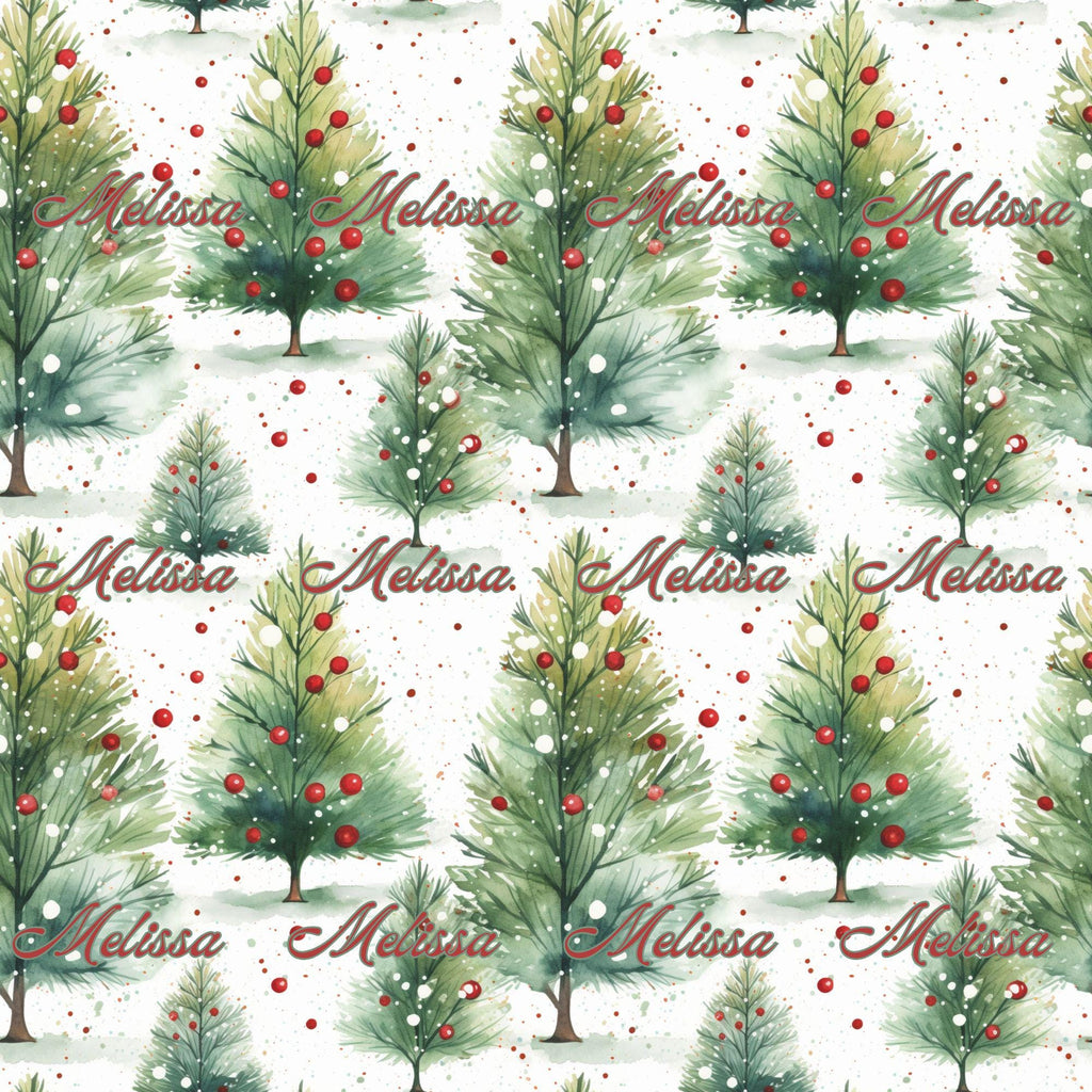 Watercolor Christmas Personalized Wrapping Paper | Christmas Tree Custom Wrapping Paper | Christmas Wrapping Paper with Name Printed