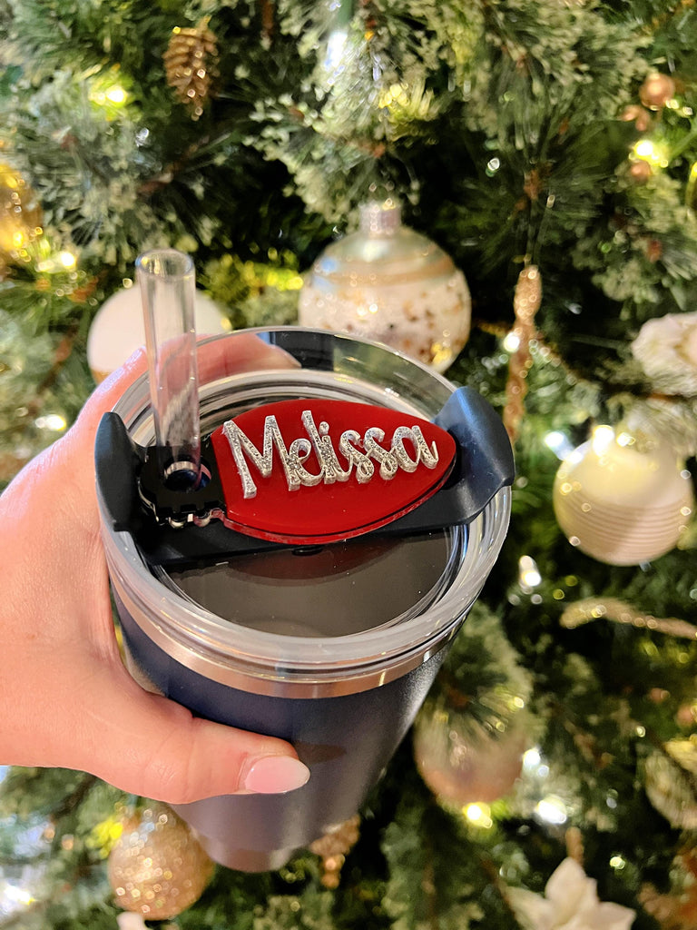 Christmas Bulb Tumbler Topper | Personalized Tumbler Topper | Custom Tumbler Accessory