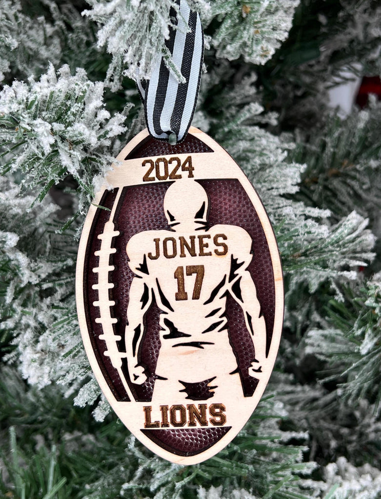 Football Player Custom Ornament | Football Leather Personalized Christmas Ornament