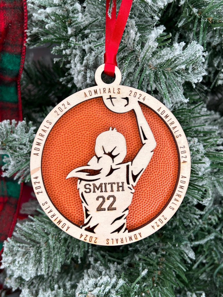 Basketball Player Custom Ornament | Basketball Leather Personalized Christmas Ornament