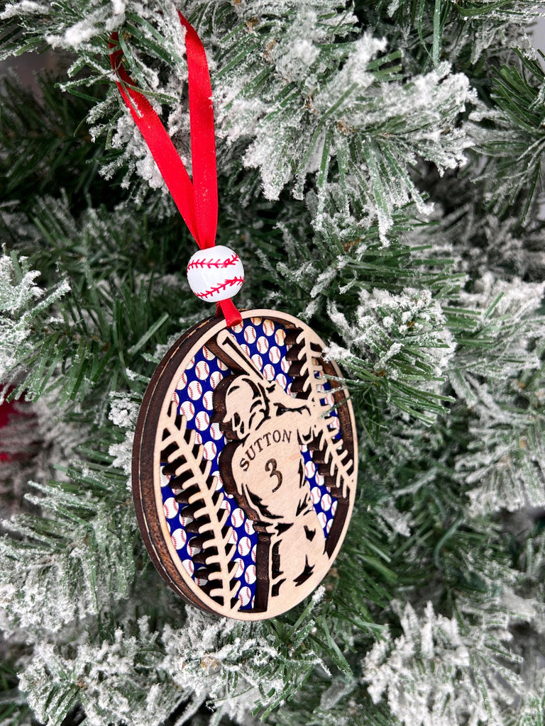 Baseball Player Custom Ornament | Baseball Leather Personalized Christmas Ornament | Youth Baseball Christmas Gift Travel Baseball Player