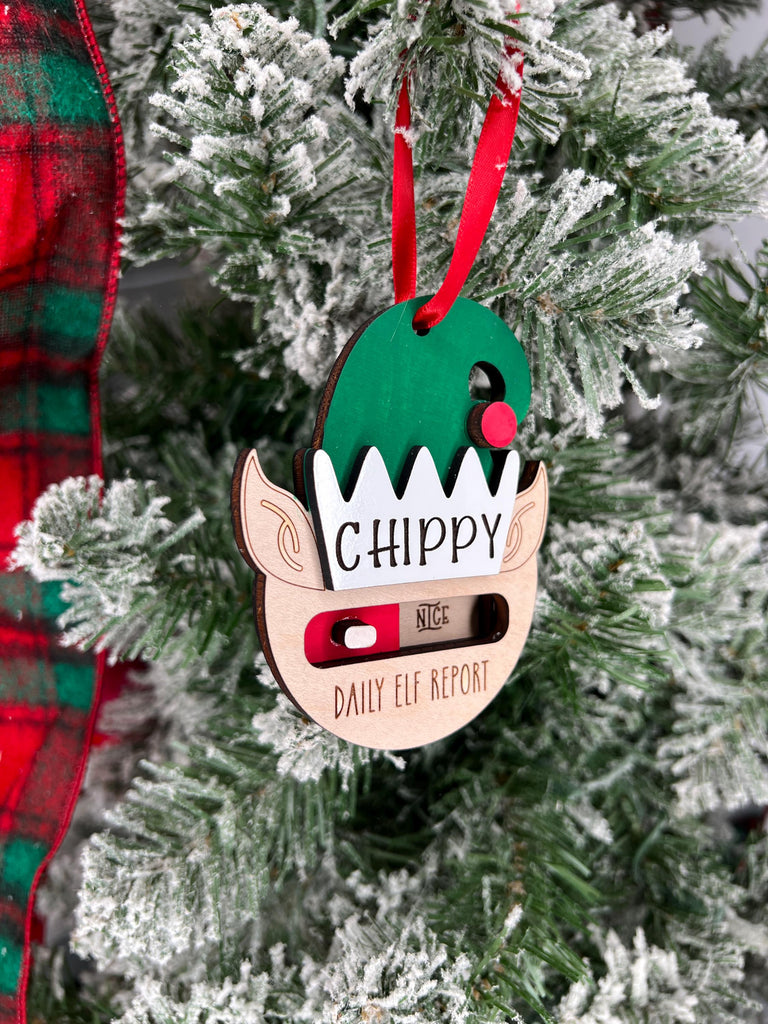 Christmas Elf Daily Report Ornament | Custom Elf Report Personalized Ornament | Custom Elf Name Ornament | Naughty or Nice Elf Keepsake