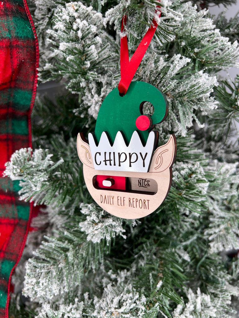 Christmas Elf Daily Report Ornament | Custom Elf Report Personalized Ornament | Custom Elf Name Ornament | Naughty or Nice Elf Keepsake