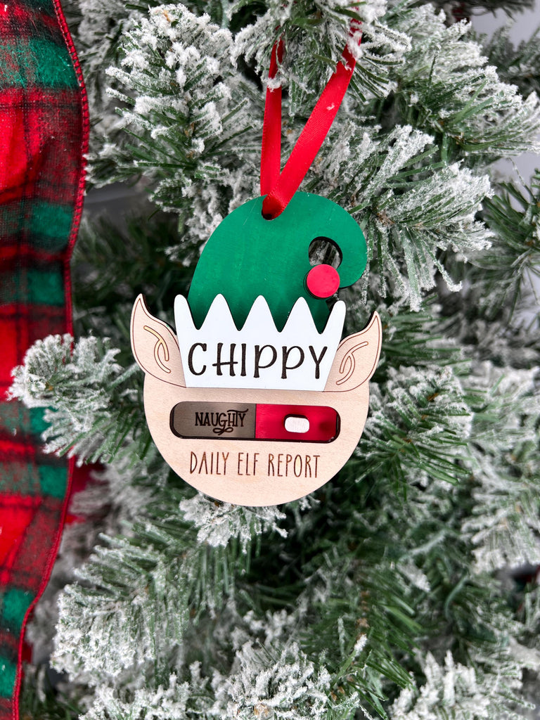 Christmas Elf Daily Report Ornament | Custom Elf Report Personalized Ornament | Custom Elf Name Ornament | Naughty or Nice Elf Keepsake