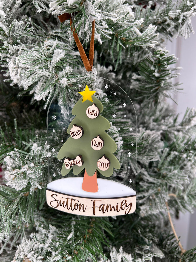 Snow globe Family Name Christmas Ornament | Ornament for Every Family Member, Grandparent Gift, Custom 2024 Ornament