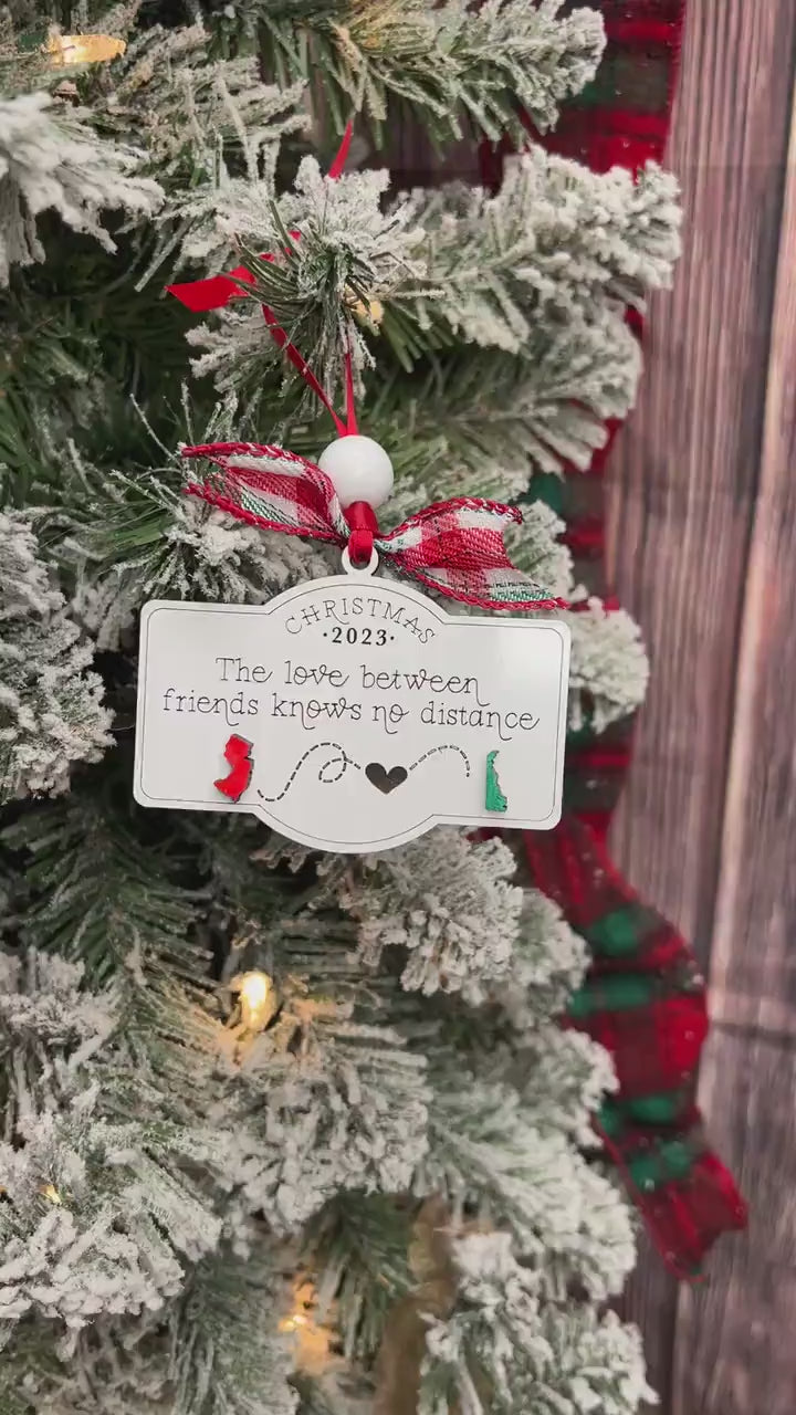 Long Distance Christmas Ornament | Miles Apart Ornament | Long Distance Family Friends | Christmas Ornament | Friend Ornament Christmas Gift