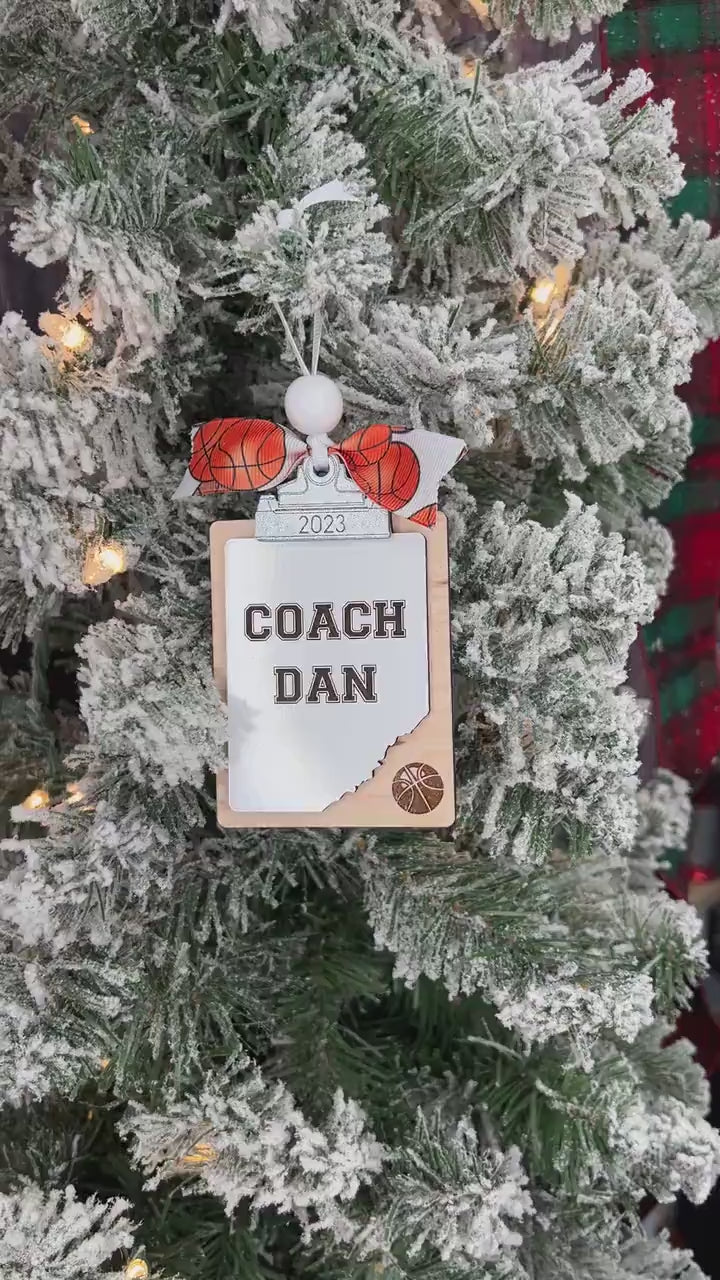 Coach Clipboard Ornament | Sports Coach Custom Ornament | Personalized Basketball Christmas Ornament