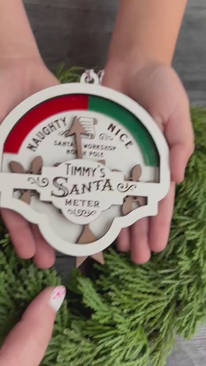 Santa Meter Ornament with Working Gears to Point to Naughty or Nice