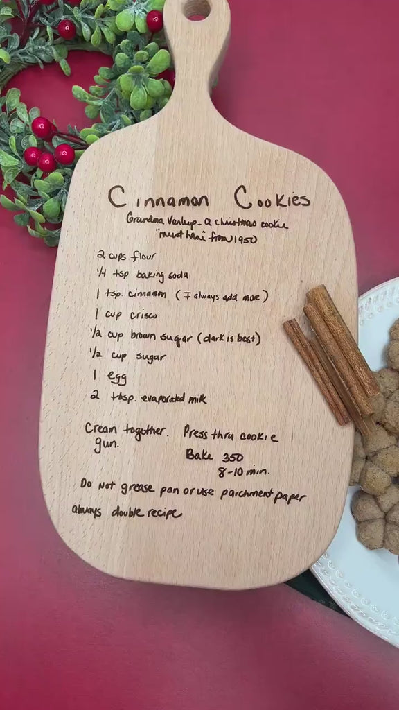 Recipe Cutting Board - Handwritten Recipe Engraved, Keepsake Recipe or Grandmother's Handwriting | Kitchen Decor | Family Favorite Recipe