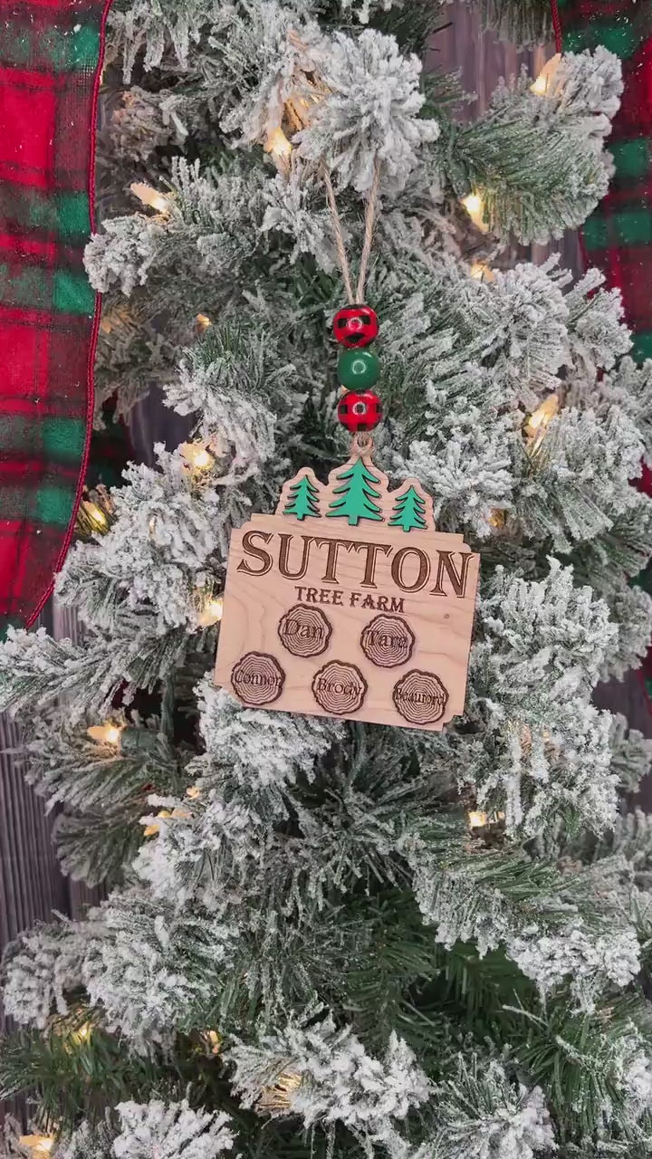 Family Name Tree Farm Ornament | Tree Farm Ornament for Every Family Member Up to 10 Names or Pets