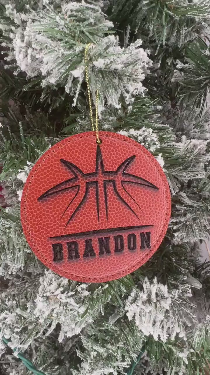 Basketball Player Custom Engraved Leather Ornament