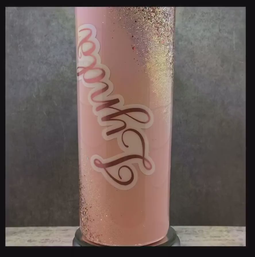 Personalized Gold Rose Gold Glitter Swirl Tumbler