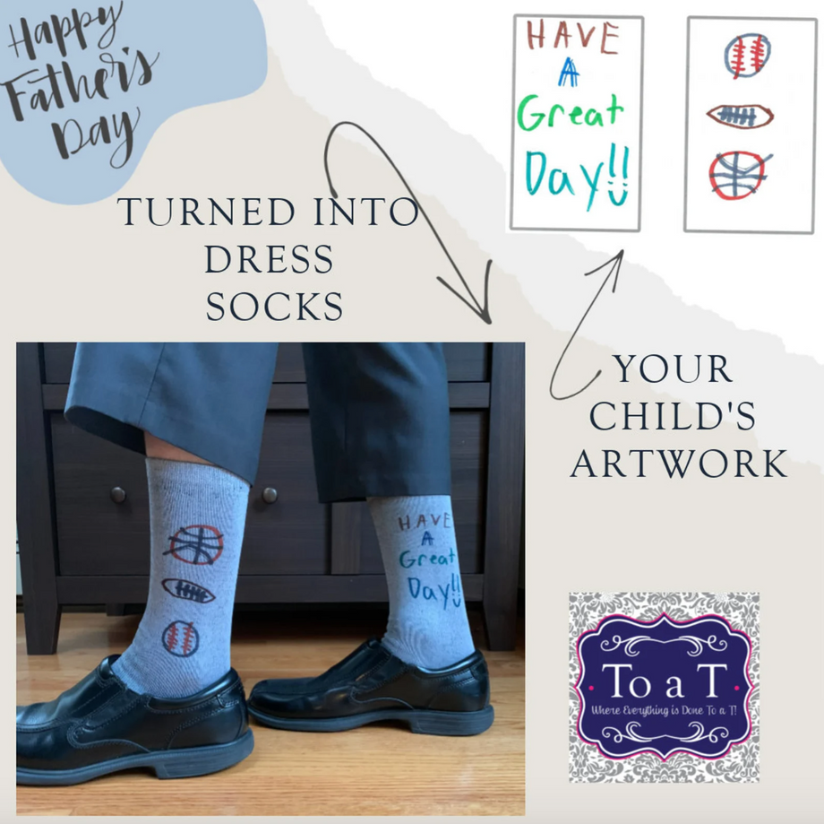 Kid's Artwork Dress Socks Turn Your Child's Handwriting or Drawing Into  Gift for Dad Uncle Godfather or Grandpa Men's Gift From Child 