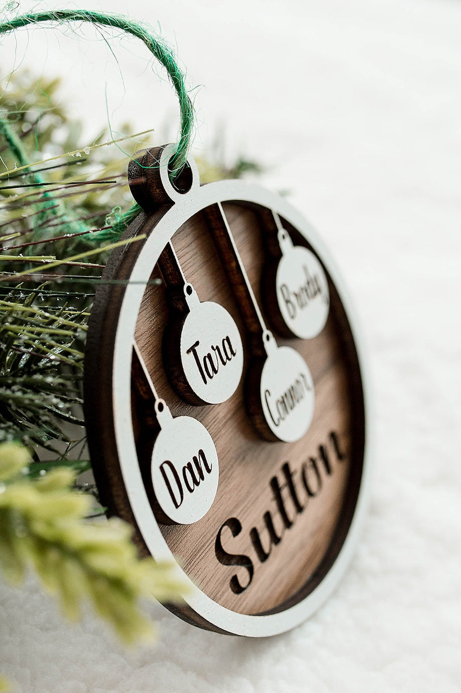 Personalized Christmas Ornament Wood Christmas Ornament Last Name Ornament  