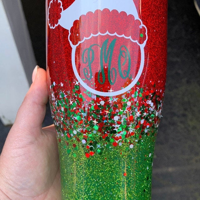 Christmas Personalized Glitter Tumbler – Everything Done To A T