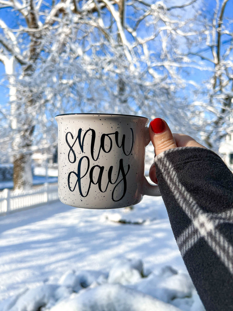 Snow Day Mug | Campfire Mug | White Heavy Mug | Winter Mug | Campfire Style 15oz Mug