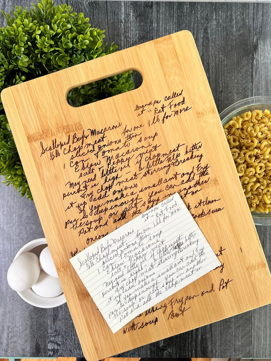 Custom Handwritten Recipe Cutting Board, Engraved Family Recipe