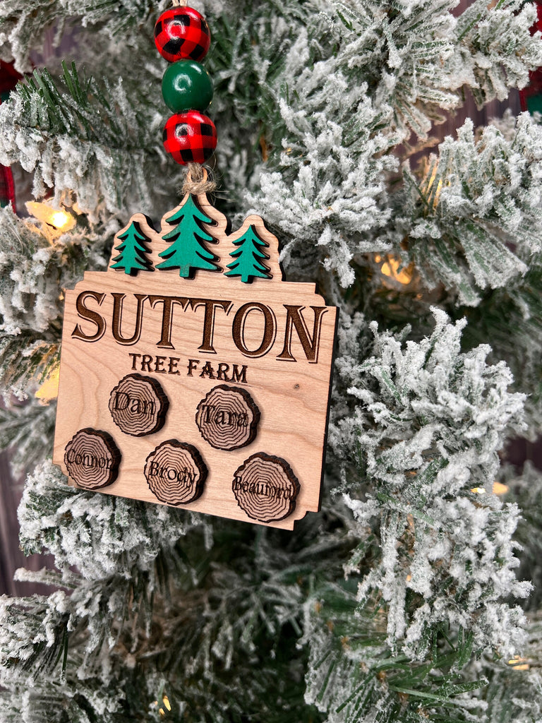 Family Name Tree Farm Ornament | Tree Farm Ornament for Every Family Member Up to 10 Names or Pets