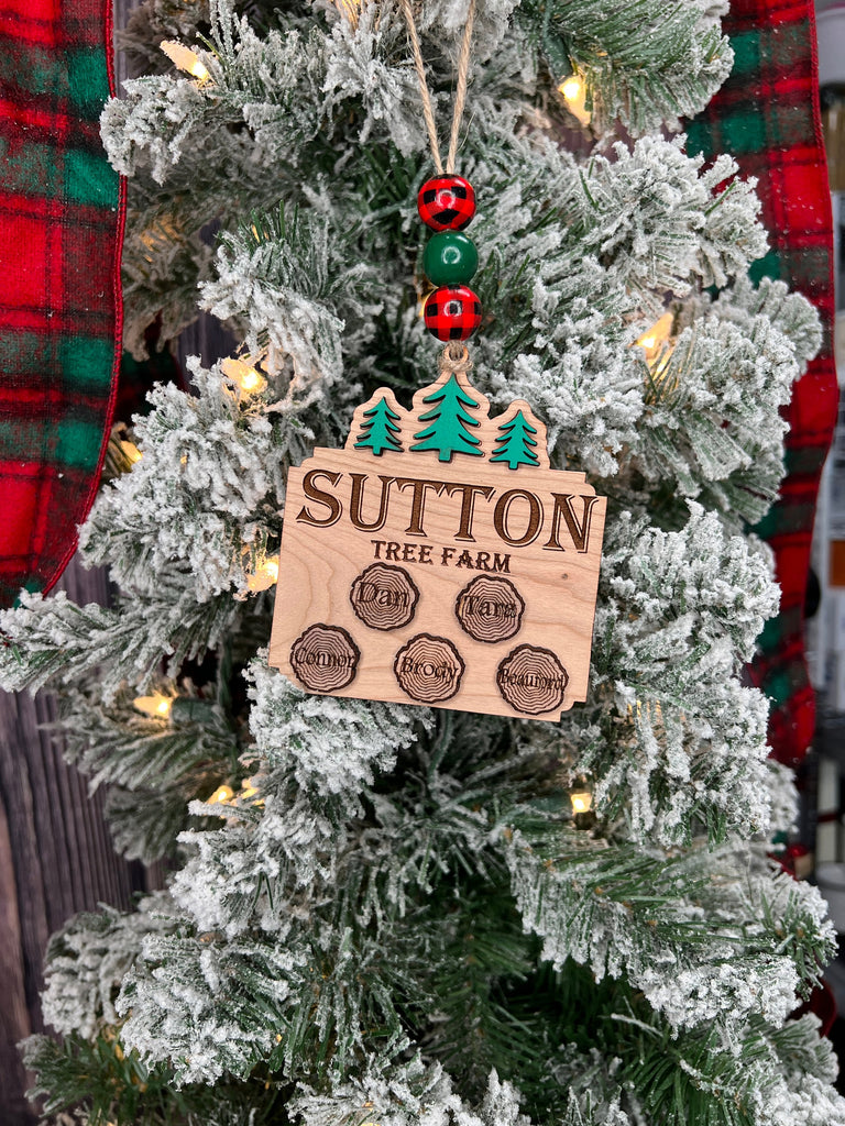 Family Name Tree Farm Ornament | Tree Farm Ornament for Every Family Member Up to 10 Names or Pets