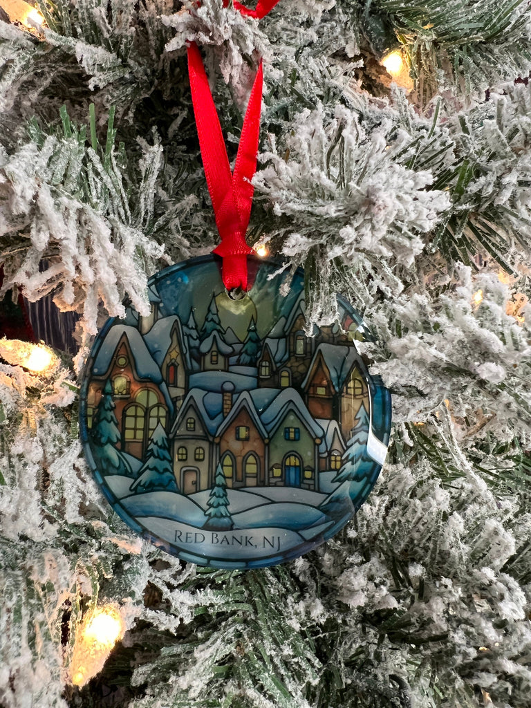 Stained Glass Christmas Ornament | Town Christmas Ornament | Custom Stained Glass Christmas Ornament