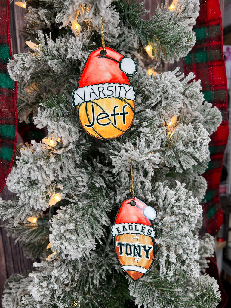 Basketball Ornament Personalized with Your Coach or Athlete's Name | Basketball with Santa Hat Ornament Custom Basketball Player Gift