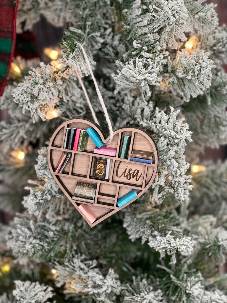 Books Christmas Ornament, Personalized Book Ornament, Book Club Ornament, Librarian Ornament, Gift for Bookworm, Bookstacks | Reader