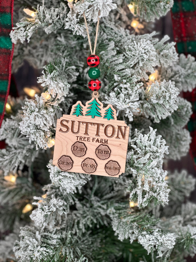 Family Name Tree Farm Ornament | Tree Farm Ornament for Every Family Member Up to 10 Names or Pets