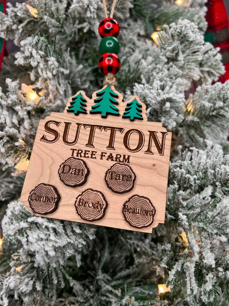 Family Name Tree Farm Ornament | Tree Farm Ornament for Every Family Member Up to 10 Names or Pets